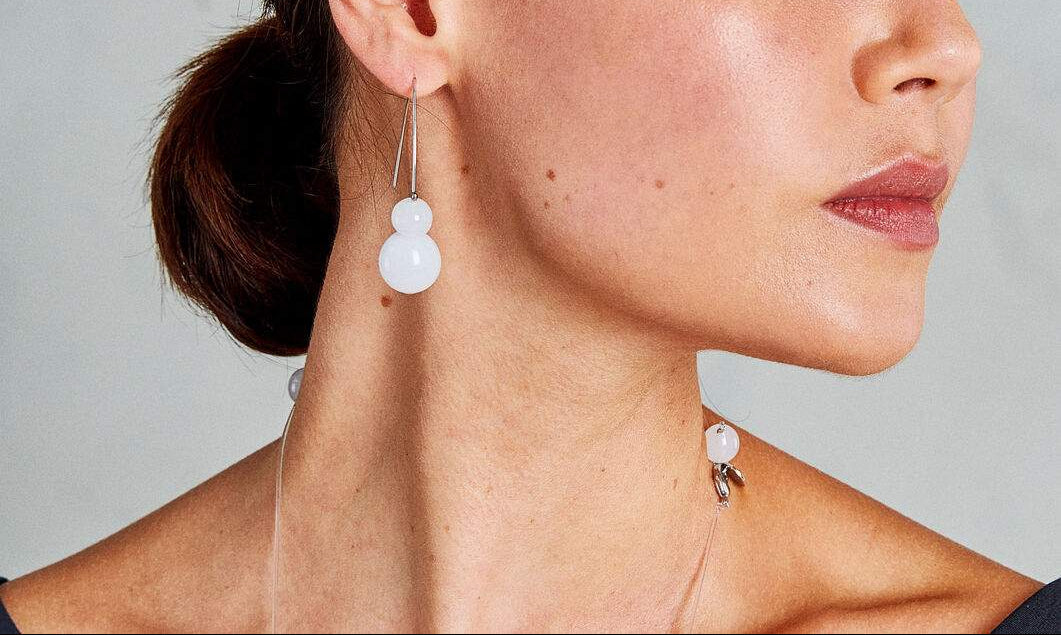 Frost Bubble Murano Glass Drop Earrings Sterling Silver Luna Collection