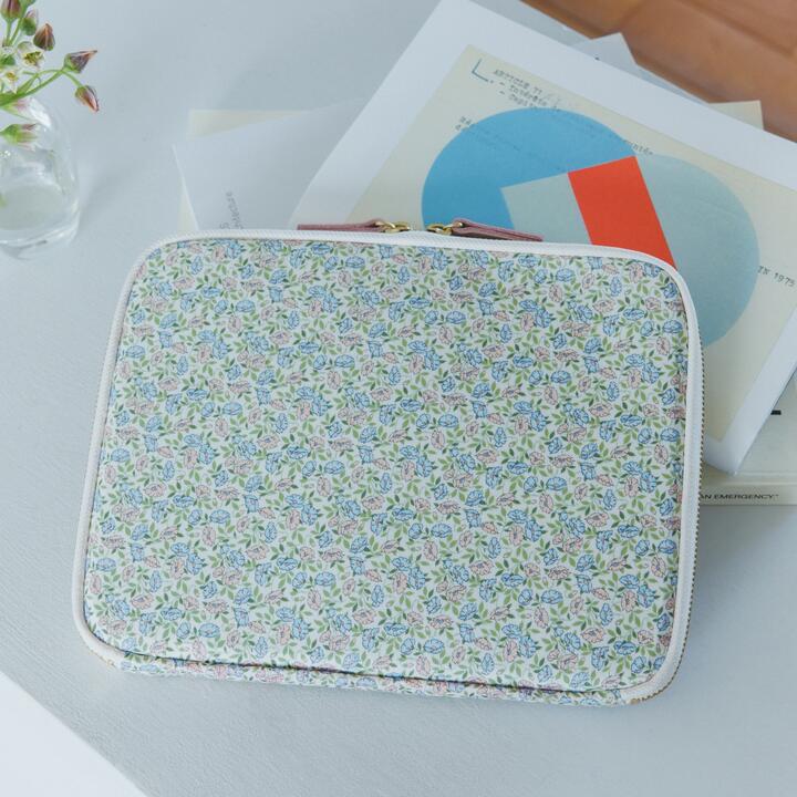 Hobonichi Techo 2026 Large Drawer Pouch Floral Pink Blue Cotton Organizer Accordion Case