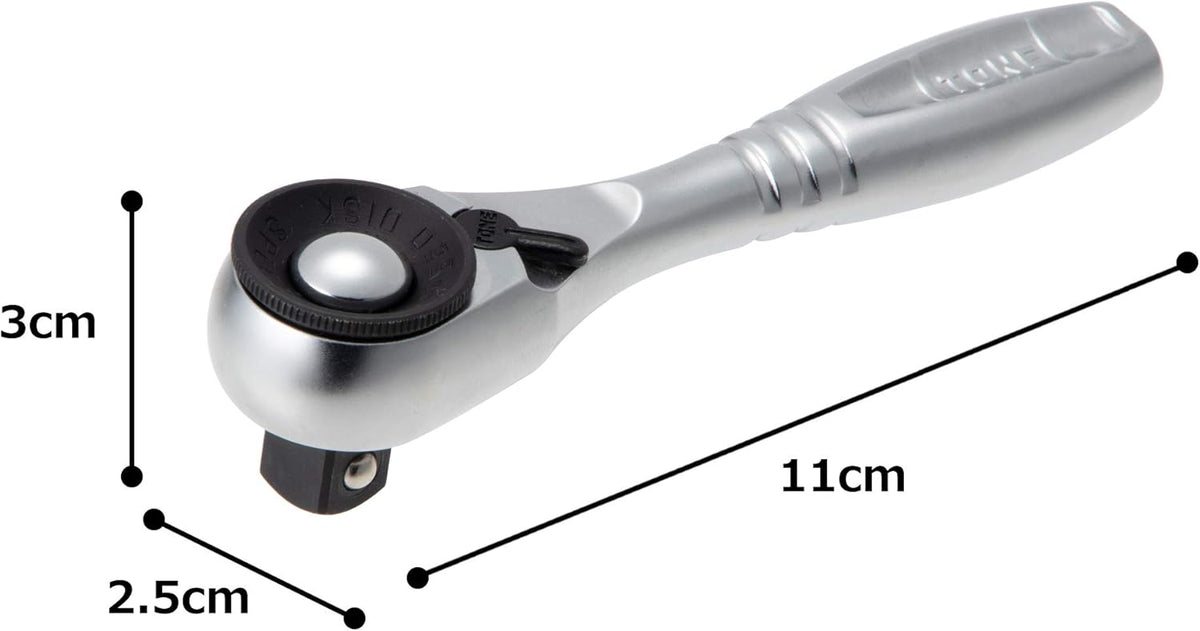 TONE Short Ratchet Handle 9.5 mm (3/8") Drive RH3HQS