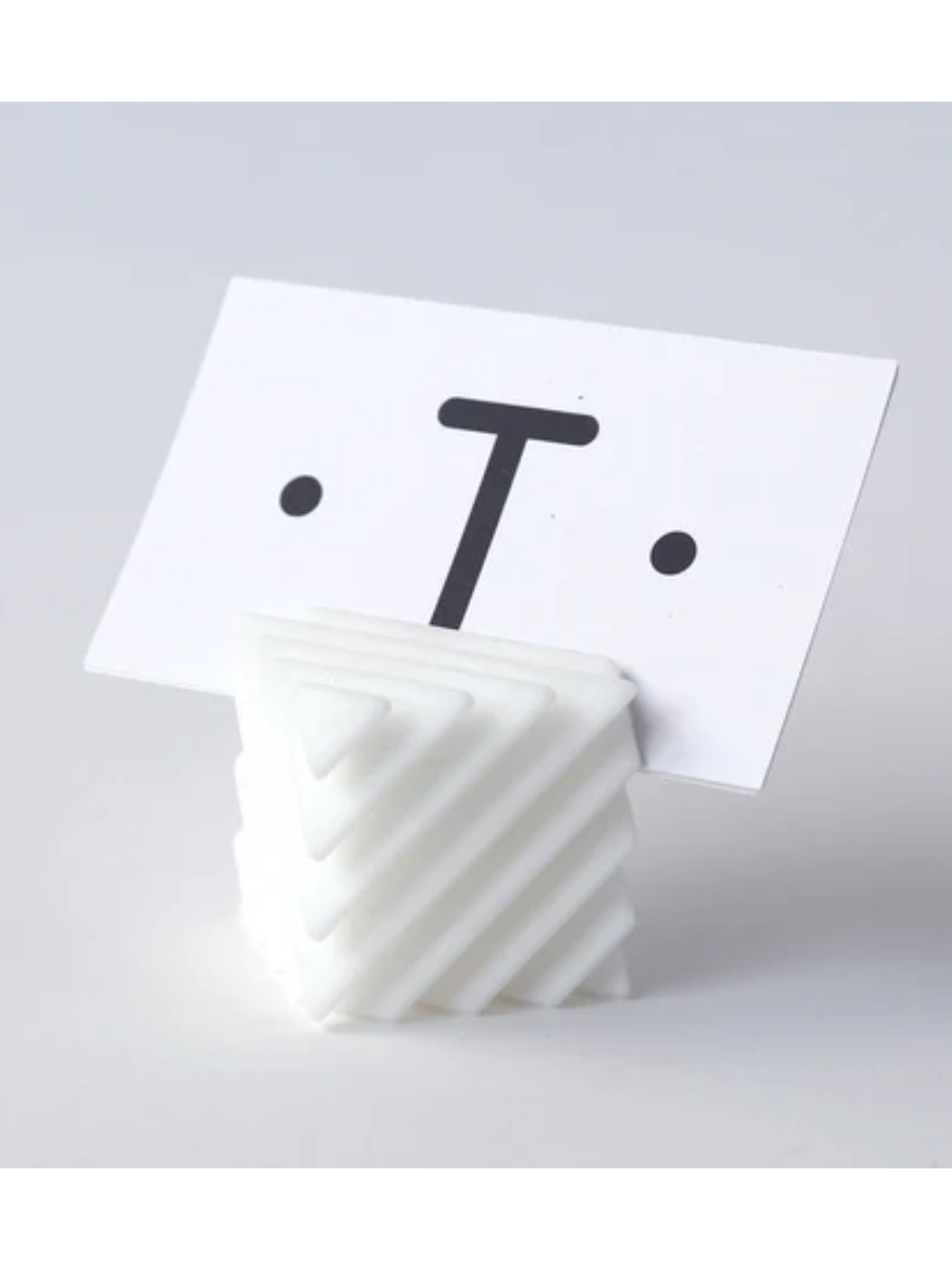 Geometric Cube Card Holder Desk Object