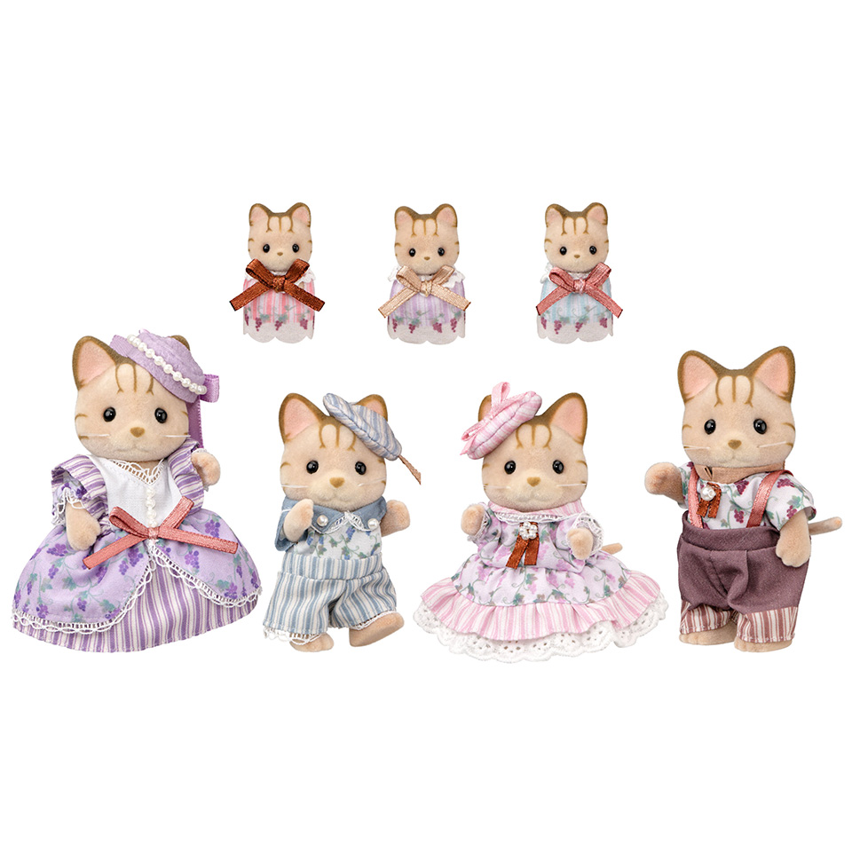 Sylvanian Families Stripe Cat Family Elegant Outfit Set