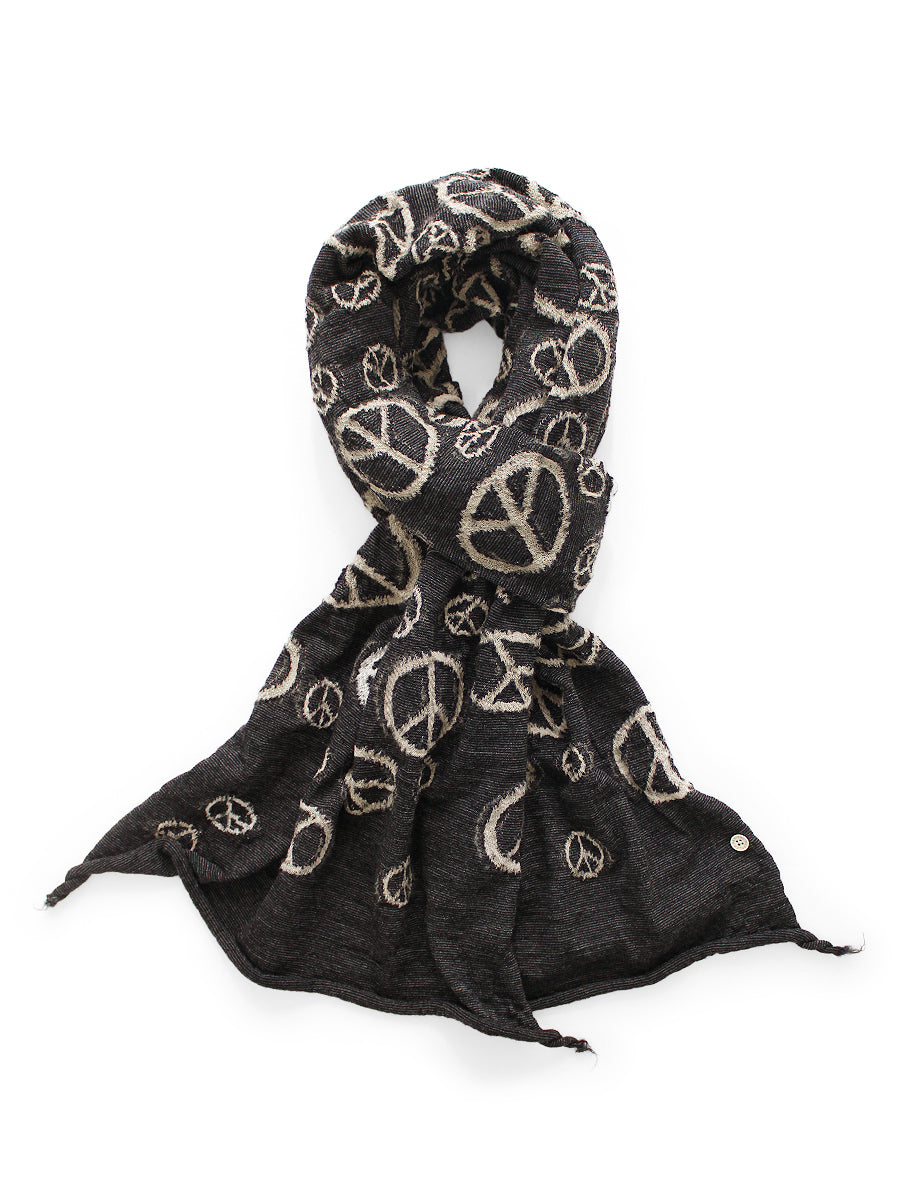 Kapital Felted Wool Peace Sign HAPPY Scarf