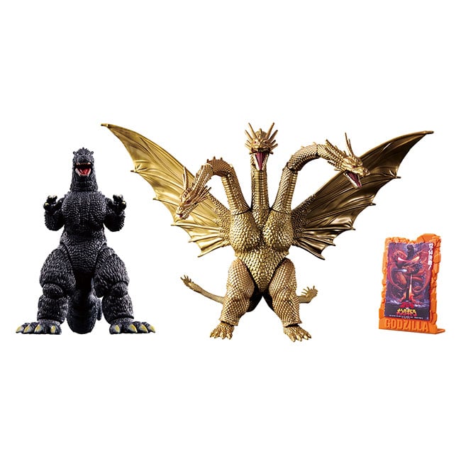 Godzilla Action Figure Battle Set Godzilla 1991 vs King Ghidorah 1991 with Poster Stand Official Toho