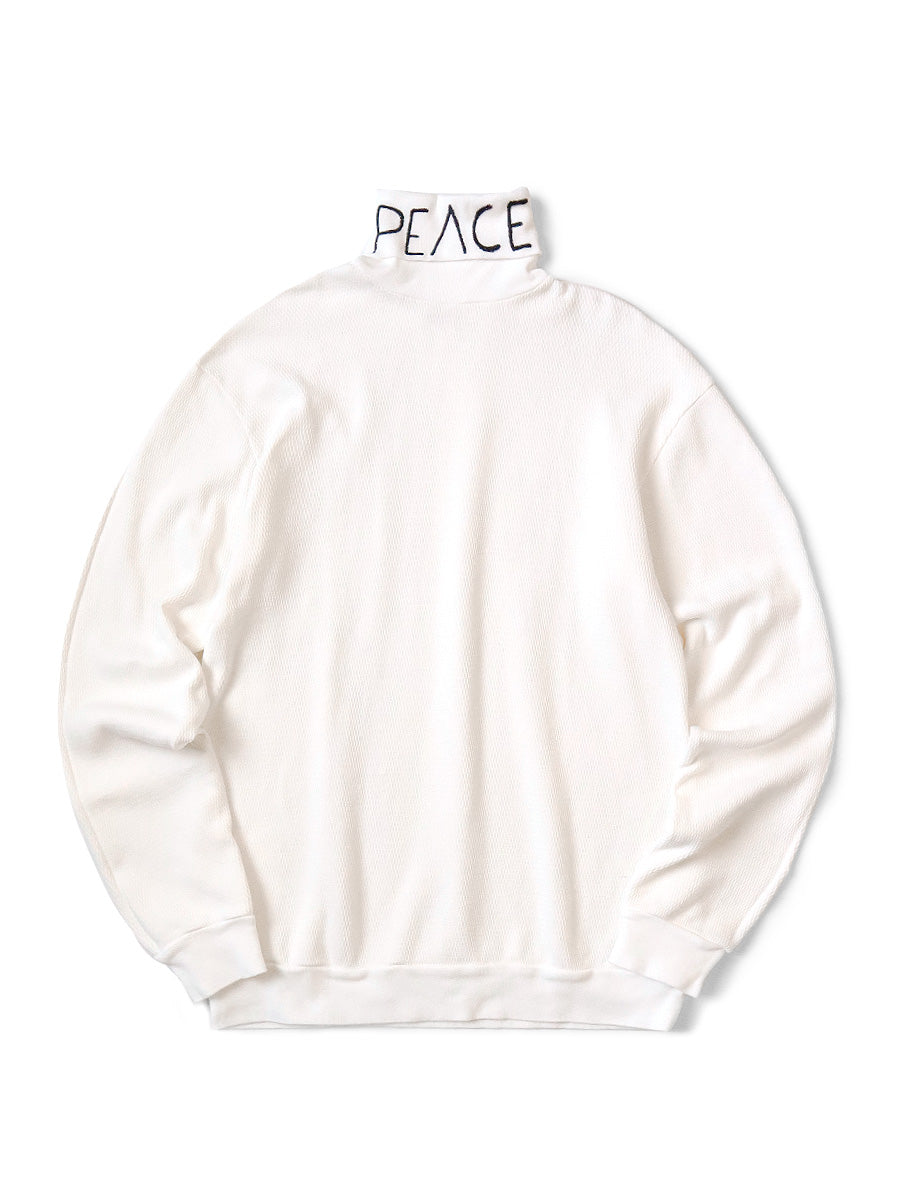Kapital Waffle Jersey High Neck Long T-shirt (PEACE Embroidery)
