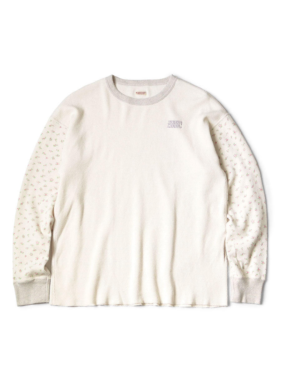 Kapital Waffle Jersey Small Flower Print 2-Tone Long-Sleeve T-Shirt (KAPITAL Embroidery)