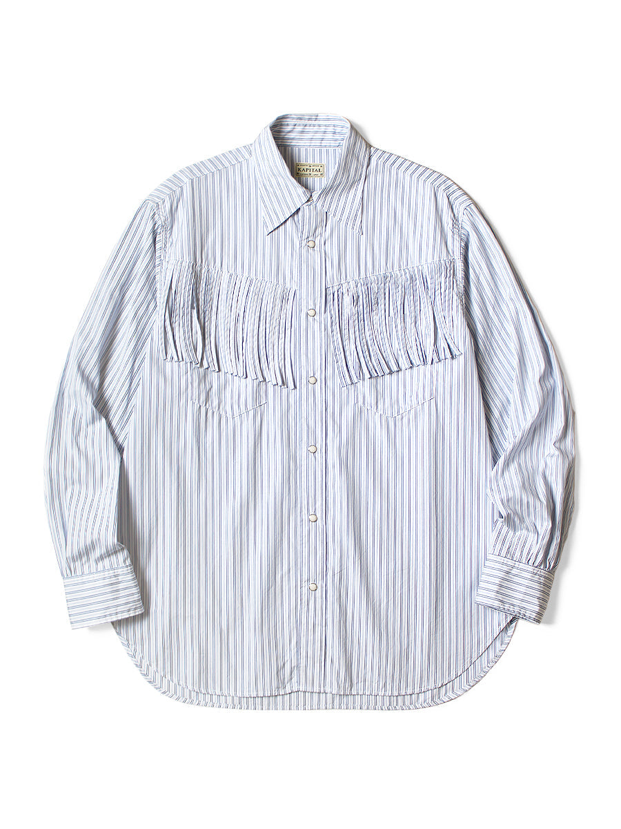 Kapital Cotton Stripe Fringe Husky Western Shirt long sleeve
