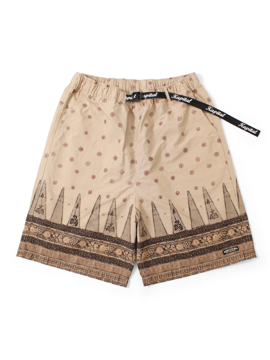 Kapital 40/2 Combed Weather Fabric, Sarasa Pattern Easy Short Pants