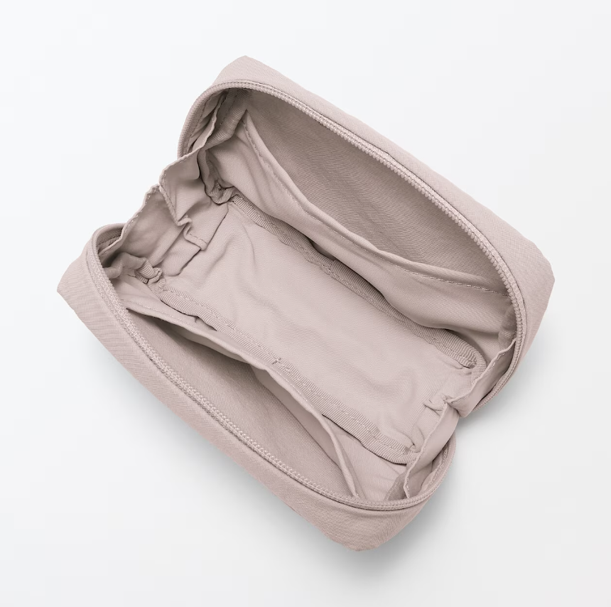 Muji Wrinkled Nylon Wide Opening Cosmetic Pouch M