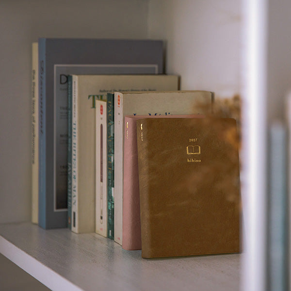 Diary hibino A6 2027 – Camel Monthly Block + 2 Pages per Day