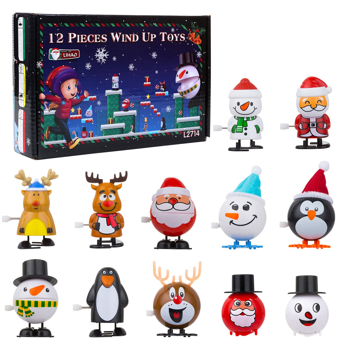 LIHAO Christmas Wind-Up Toys Set of 12