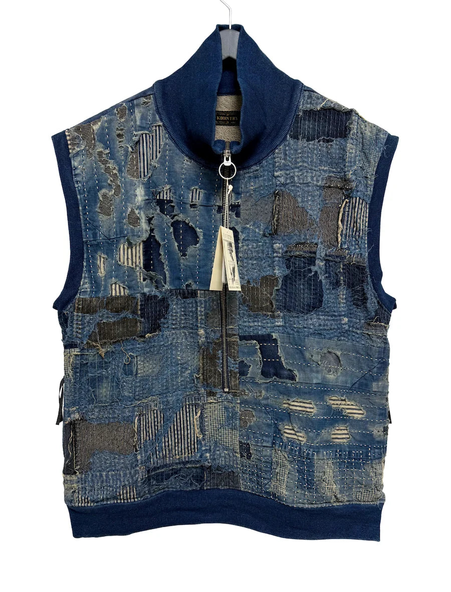 KAPITAL BORO IDG fleece half zip vest