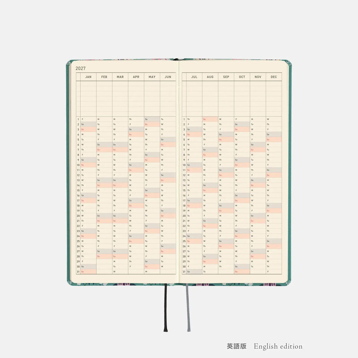 Hobonichi Weeks 2027 Yumi Kitagishi “White Cat Wallpaper” Weekly Planner