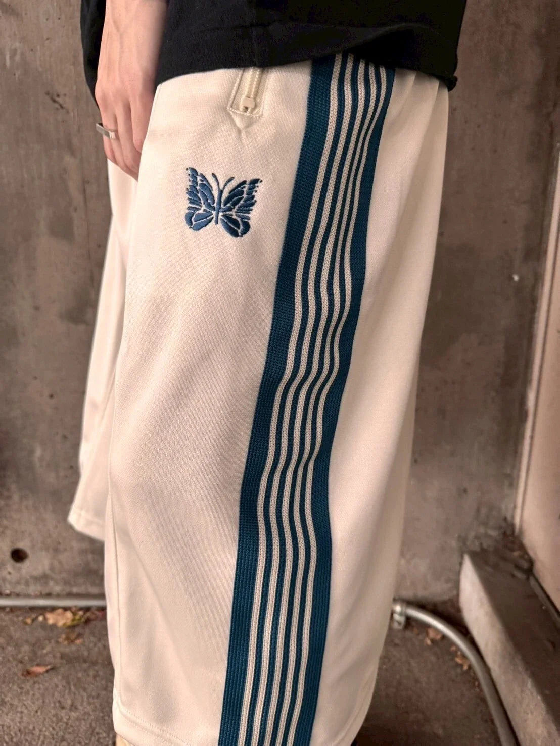 Needles LHP EXCLUSIVE TRACK PANTS SHORTS POLY SMOOTH WHITE