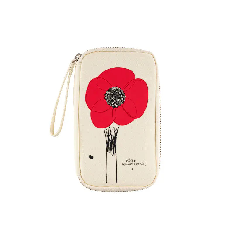 Hobonichi Techo 2026 Small Drawer Pouch HANA AKA by Ichiro Yamaguchi Cotton Organizer Case
