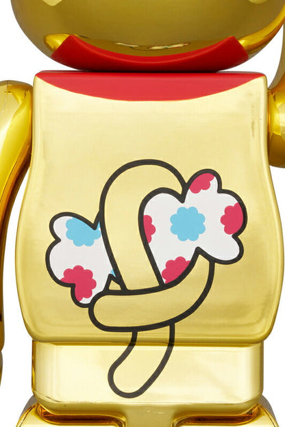 BE@RBRICK Maneki Neko Peko-chan Money Luck Double Oval Gold Plated 100% & 400% medicom bearbrick