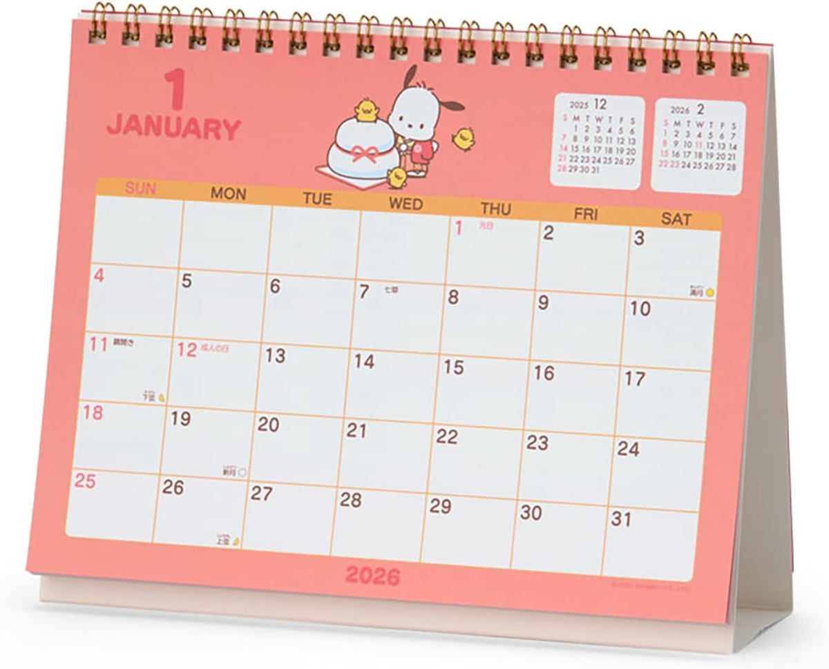Sanrio 622176 Ring Calendar 2026 Pochacco Tabletop Paper Calendar