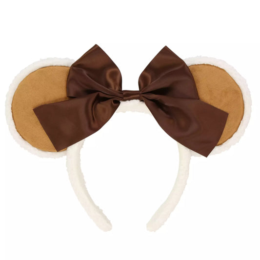 Disney Minnie Mouse Headband Brown Ears & Large Ribbon
