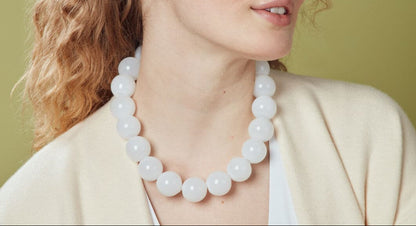 Frost Bubble Straight Venetian Glass Necklace 50cm