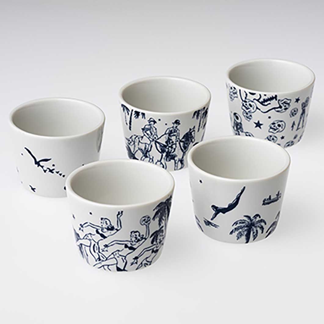 Tadanori Yokoo Skull Ochoko Cup Set – 5 Pieces