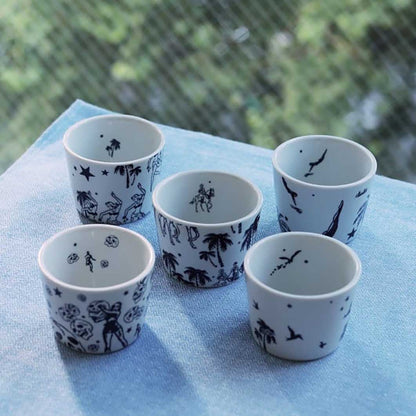 Tadanori Yokoo Skull Ochoko Cup Set – 5 Pieces
