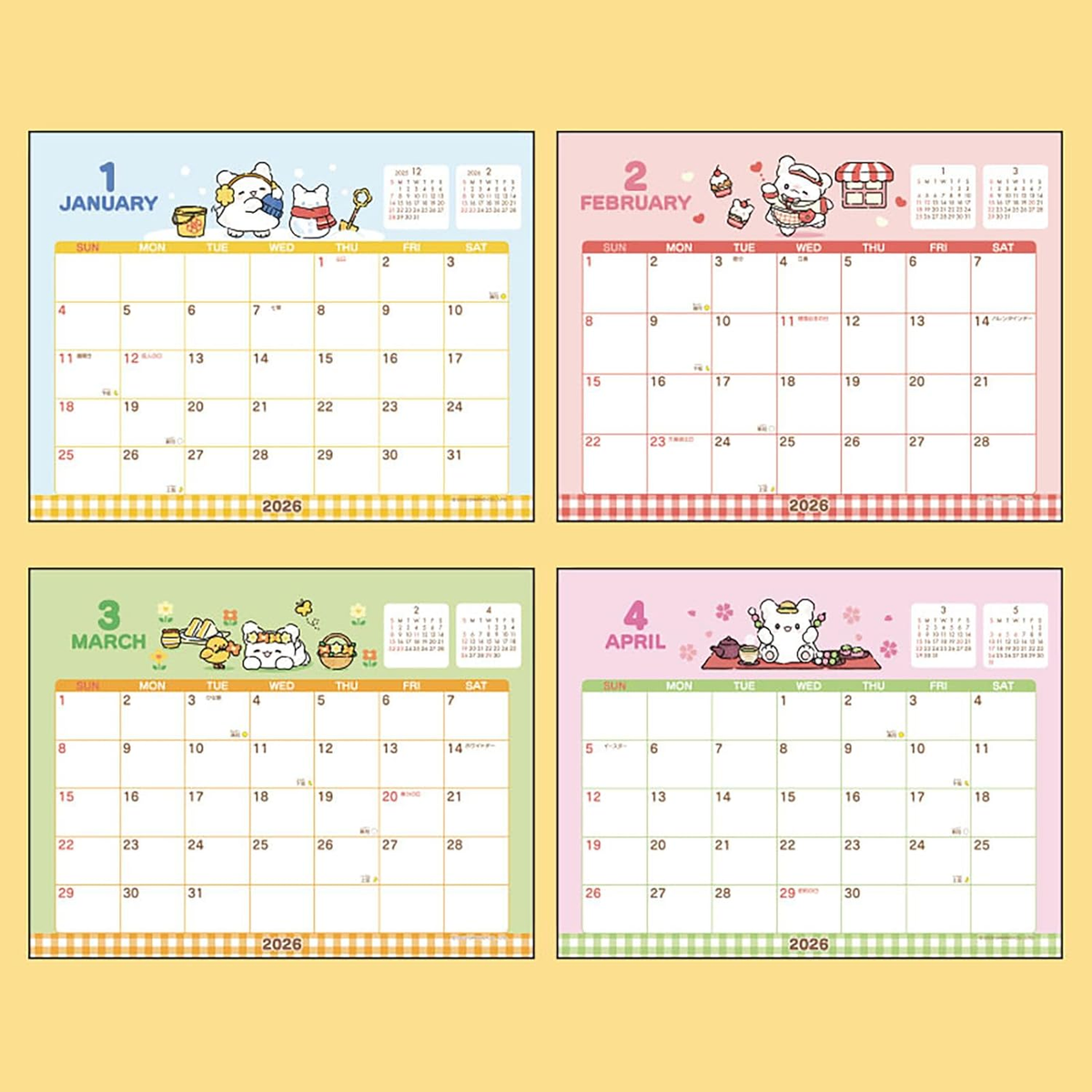 Sanrio 622206 Ring Calendar 2026 Ghosts Tabletop Paper Calendar
