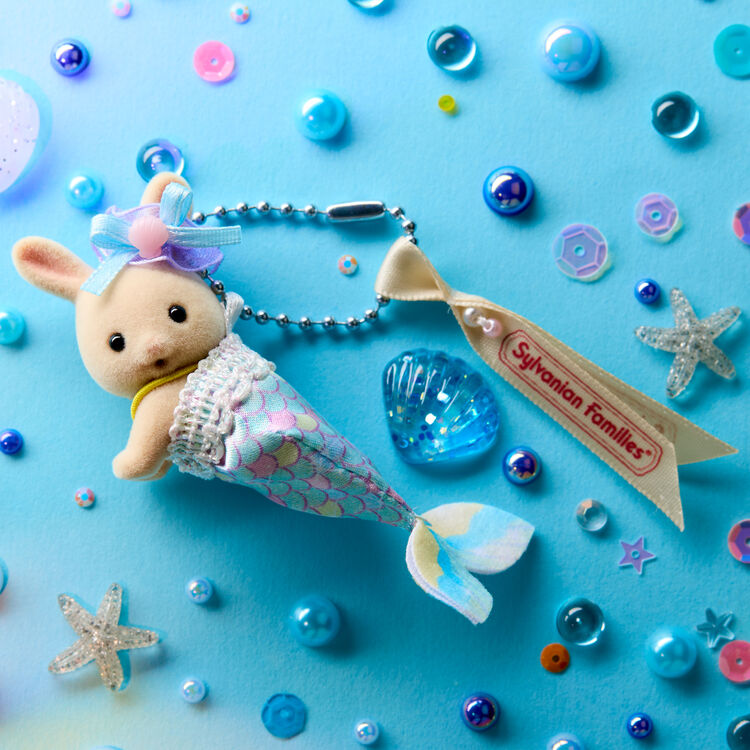Sylvanian Families Keychain 2025 Crawling Milk Rabbit Baby – Mermaid Outfit