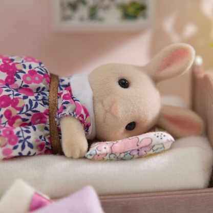 Sylvanian Families Liberty Print Kids Bedroom Set with Milk Rabbit Girl Rebecca