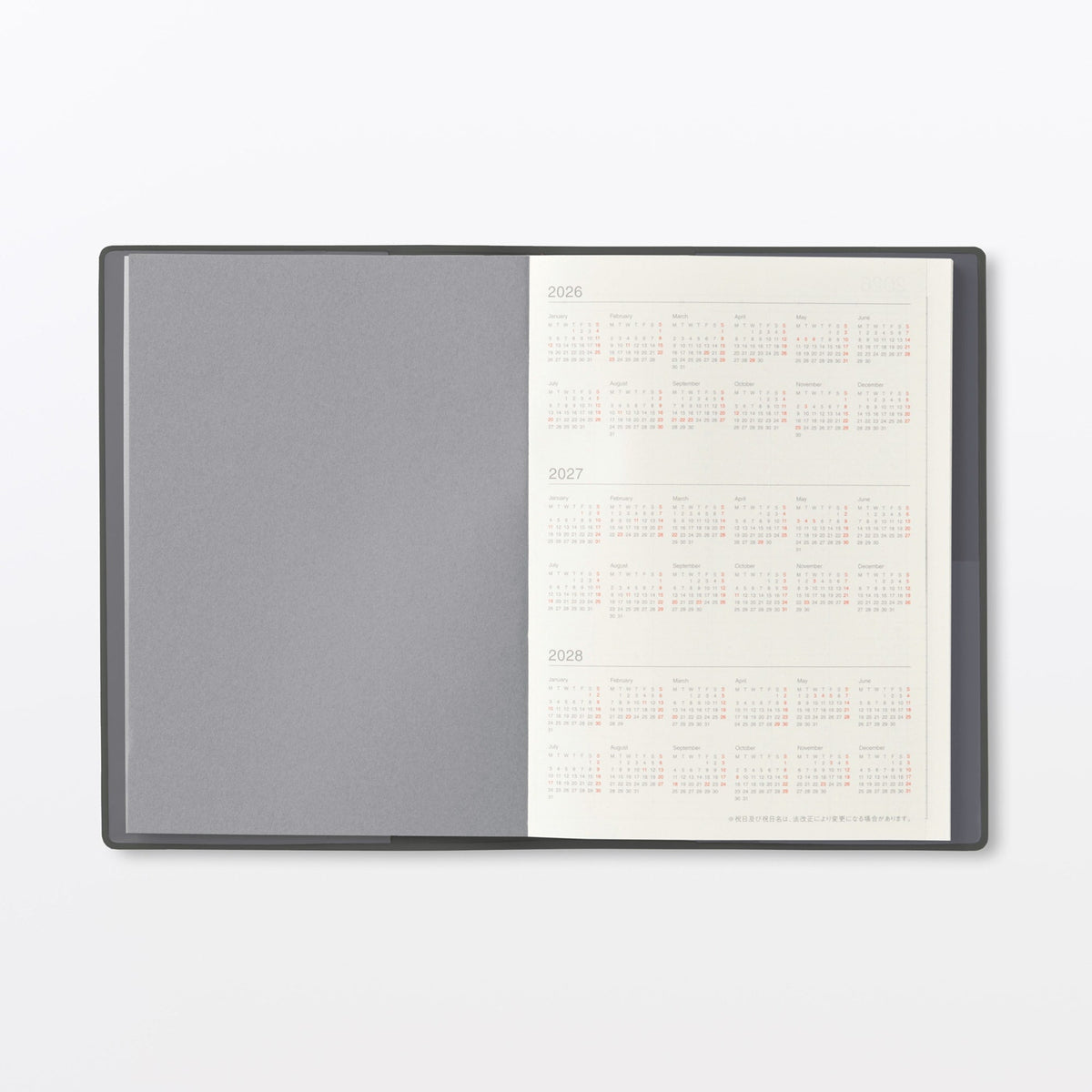 Muji 2026-2028 Monthly & Weekly Planner A6 Monday Start