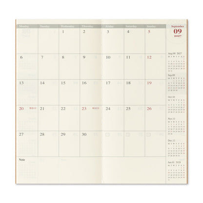 TRAVELER'S notebook 2027 Monthly Diary Refill
