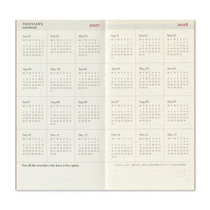 TRAVELER'S notebook 2027 Weekly Free + Memo Refill