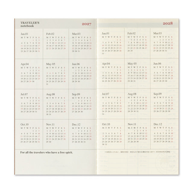 TRAVELER'S notebook 2027 Weekly Vertical Refill – 2-Pack