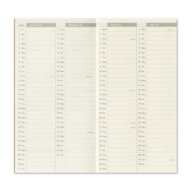 TRAVELER'S notebook 2027 Weekly Vertical Refill – 2-Pack