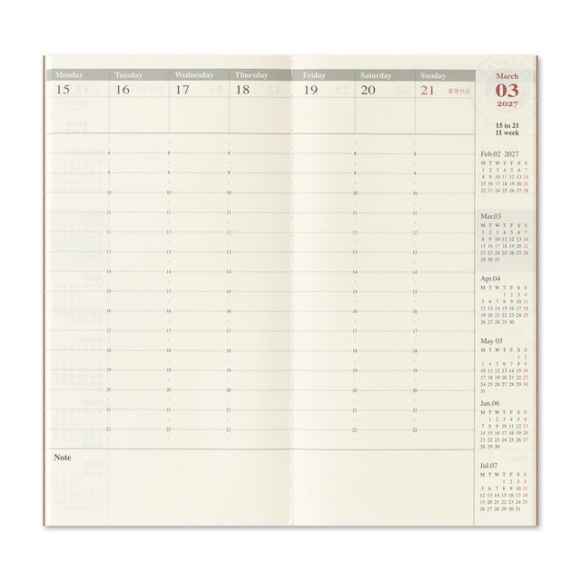 TRAVELER'S notebook 2027 Weekly Vertical Refill – 2-Pack