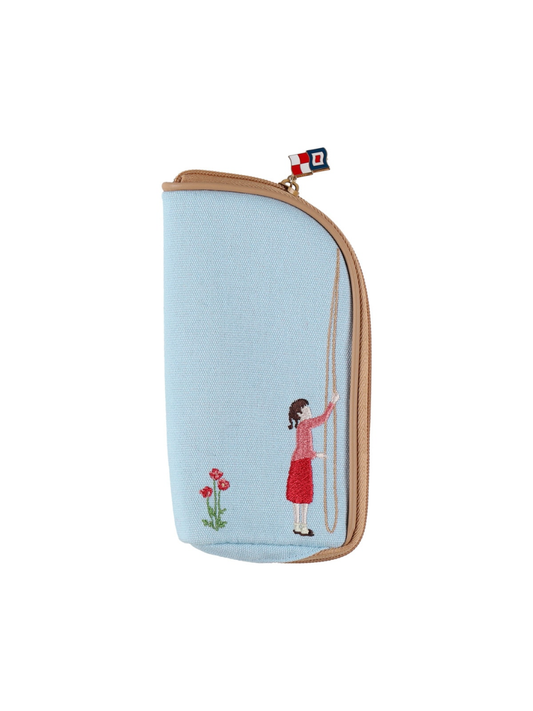 Embroidered Flag Pouch Vertical Cosmetic Bag