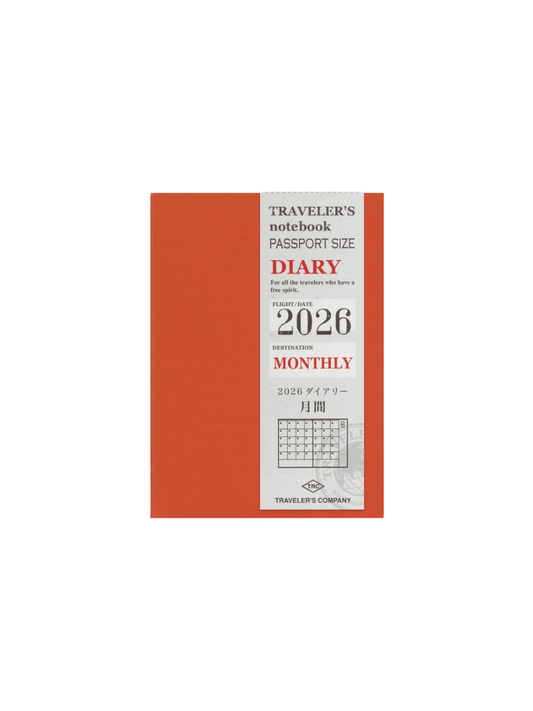 Traveler’s Notebook Passport Size 2026 Monthly Diary Refill