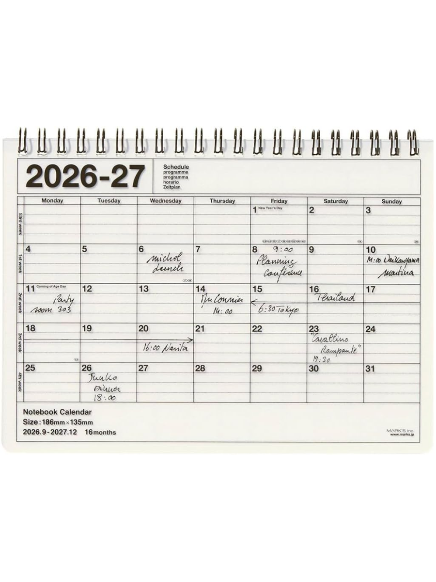 MARK'S 2027 Notebook Calendar Planner B6 September 2026 Start 27ADR-NB2