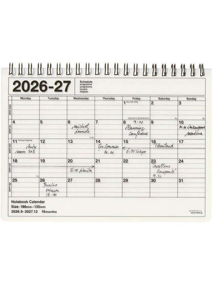 MARK'S 2027 Notebook Calendar Planner B6 September 2026 Start 27ADR-NB2