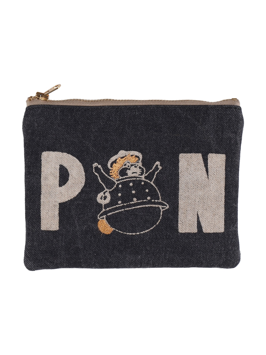 Pom Poko Shokichi Black Denim Pouch
