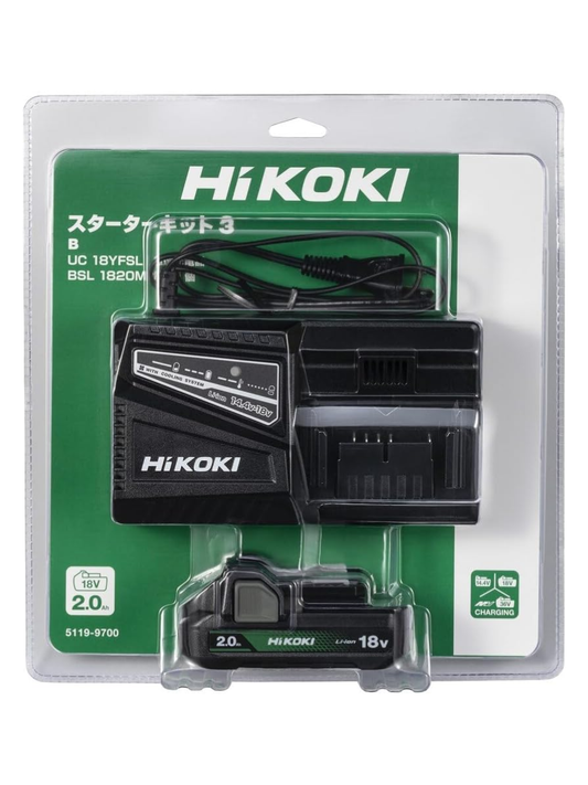 HiKOKI Starter Kit 3 UC18YFSL Charger + BSL1820M Battery Set