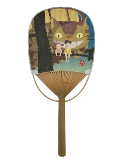 My Neighbor Totoro Catbus Satsuki & Mei Oval Bamboo Hand Fan