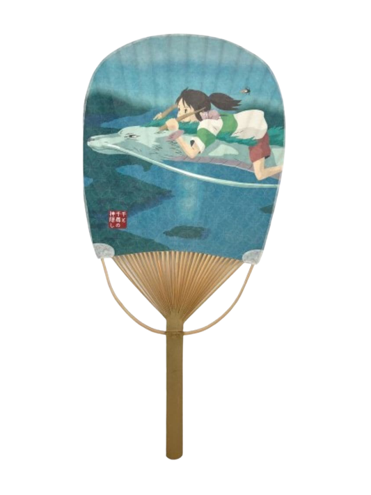 Spirited Away Haku Riding Dragon Oval Bamboo Hand Fan