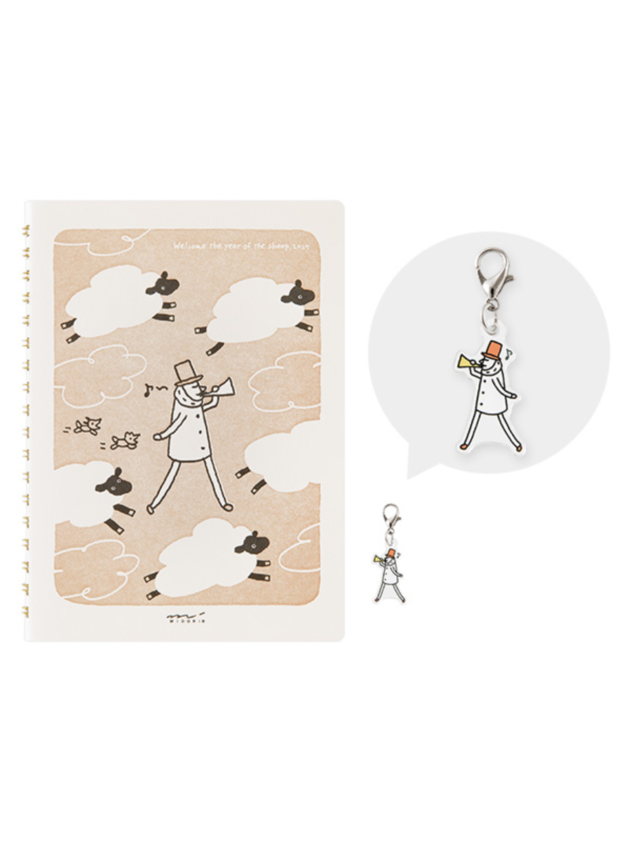 Midori Ojisan B6 Ring Notebook & Acrylic Charm Set (91804435)