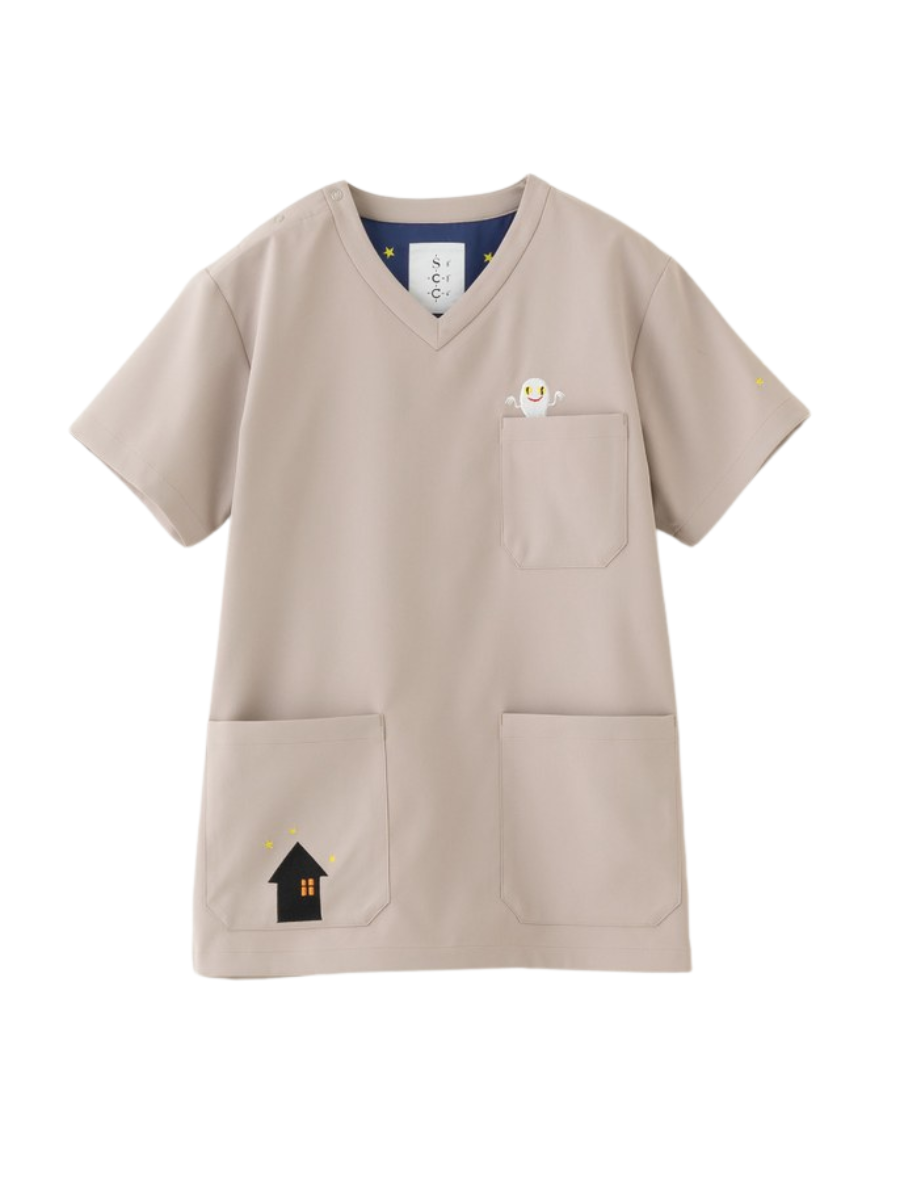 Scrub Canvas Club The Ghost in the Picture Book Unisex Scrub Top