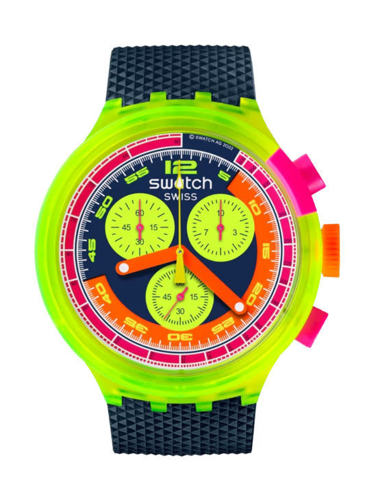 Swatch NEON TO THE MAX SB06J100 Big Bold Oversized Watch