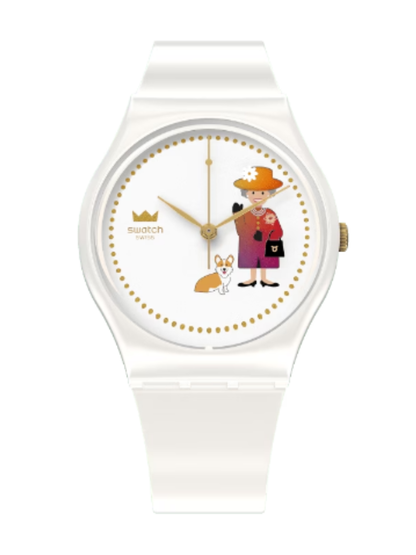 Swatch HOW MAJESTIC GZ711 Jubilee White Watch