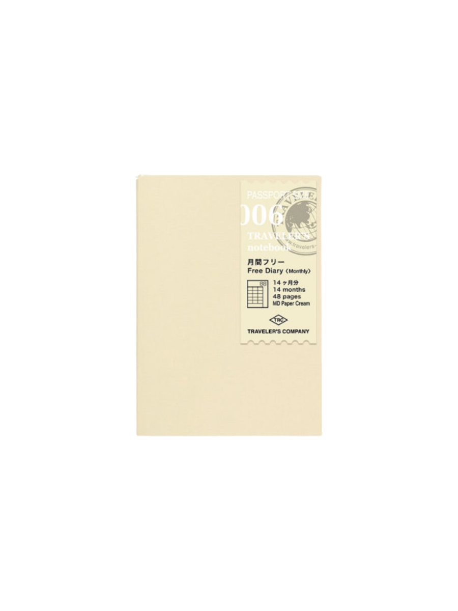 Traveler’s Notebook Passport Size Monthly Free Diary Refill
