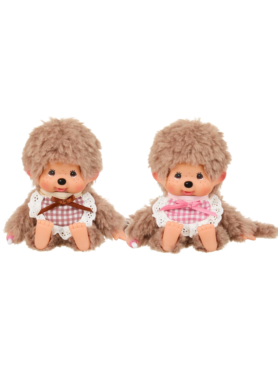 Monchhichi Sweet Brown Plush Pink & Brown Set of 2