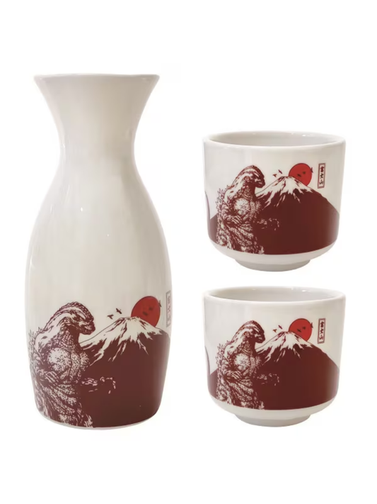 Toho Godzilla Sake Tokkuri and Ochoko Ceramic A Set
