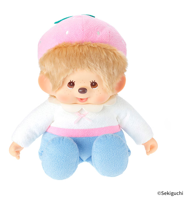 Sweet Sugar Monchhichi Soft L Size Boy – Strawberry Cake Romper Edition