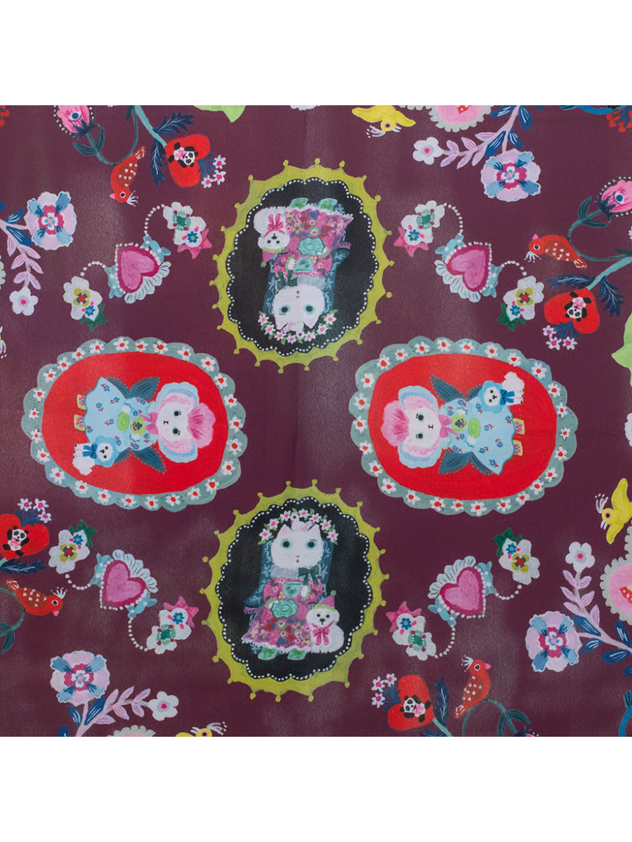 Yumi Kitagishi Pink Illustration Scarf